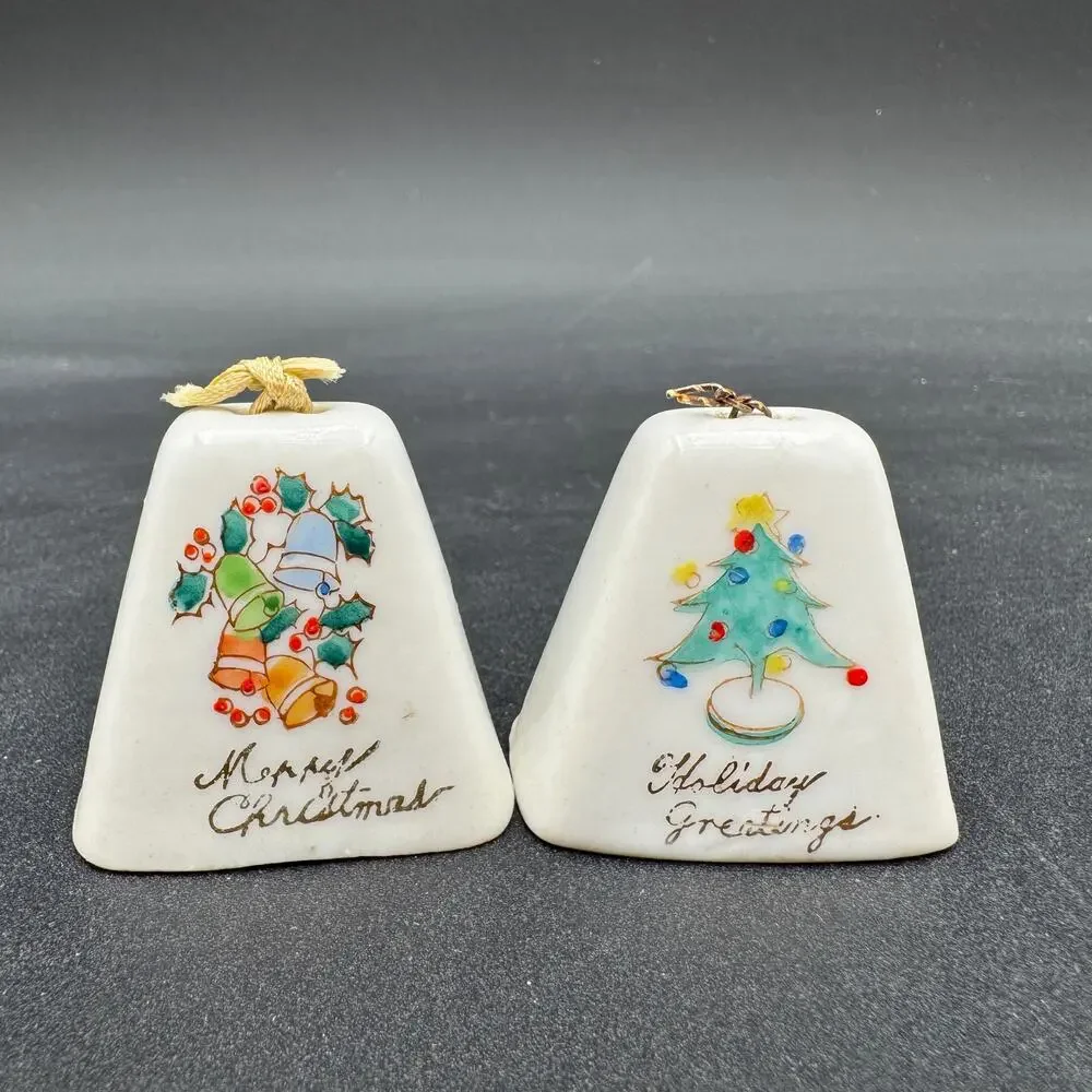 Vintage Christmas Bells Miniature Porcelain Japan 1950's Set of 5